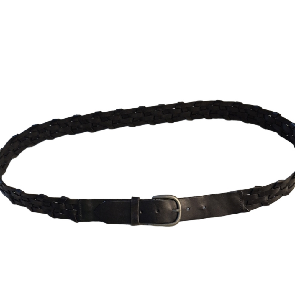 J.Jill Women's Black Woven Leather Belt In XL